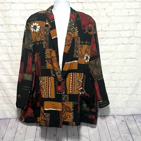 Kensington Square Vintage Women's Blazer Made in USA Brown Single Button Size 3X - Picture 2 of 13